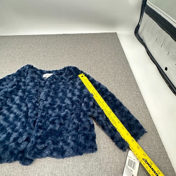 NEW! Robbi Bee Open Cardigan‎ Top Navy Soft Plush PS Polyester Half Sleeves $49 - Picture 8 of 13